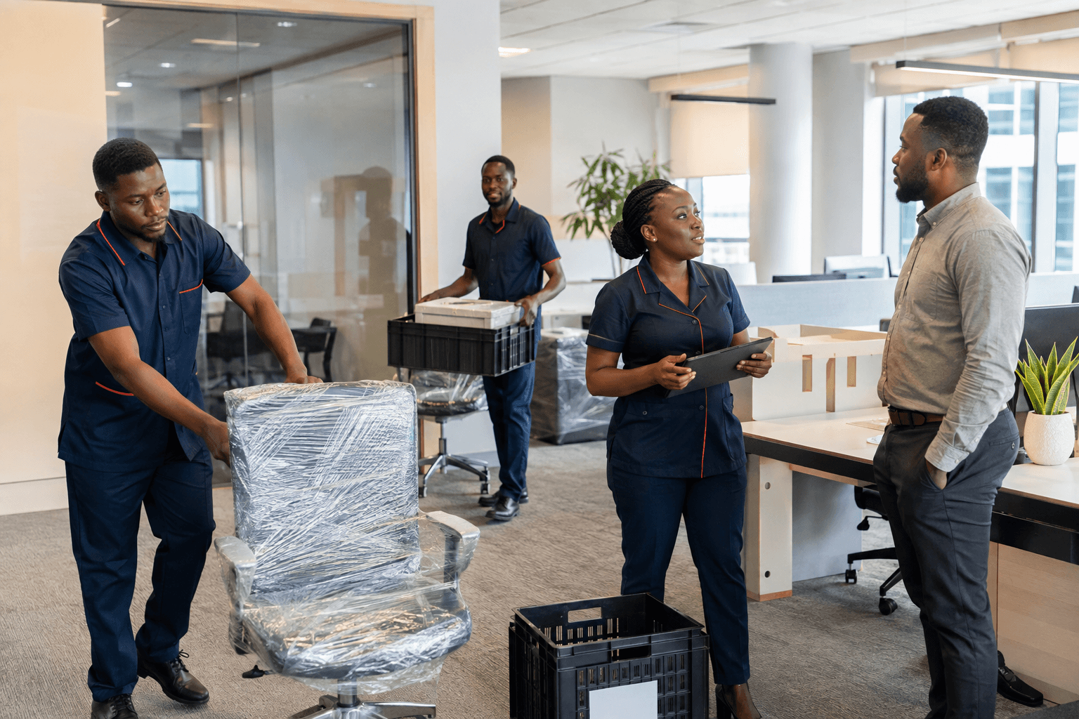 WHILZ team coordinating a professional office relocation in Abuja