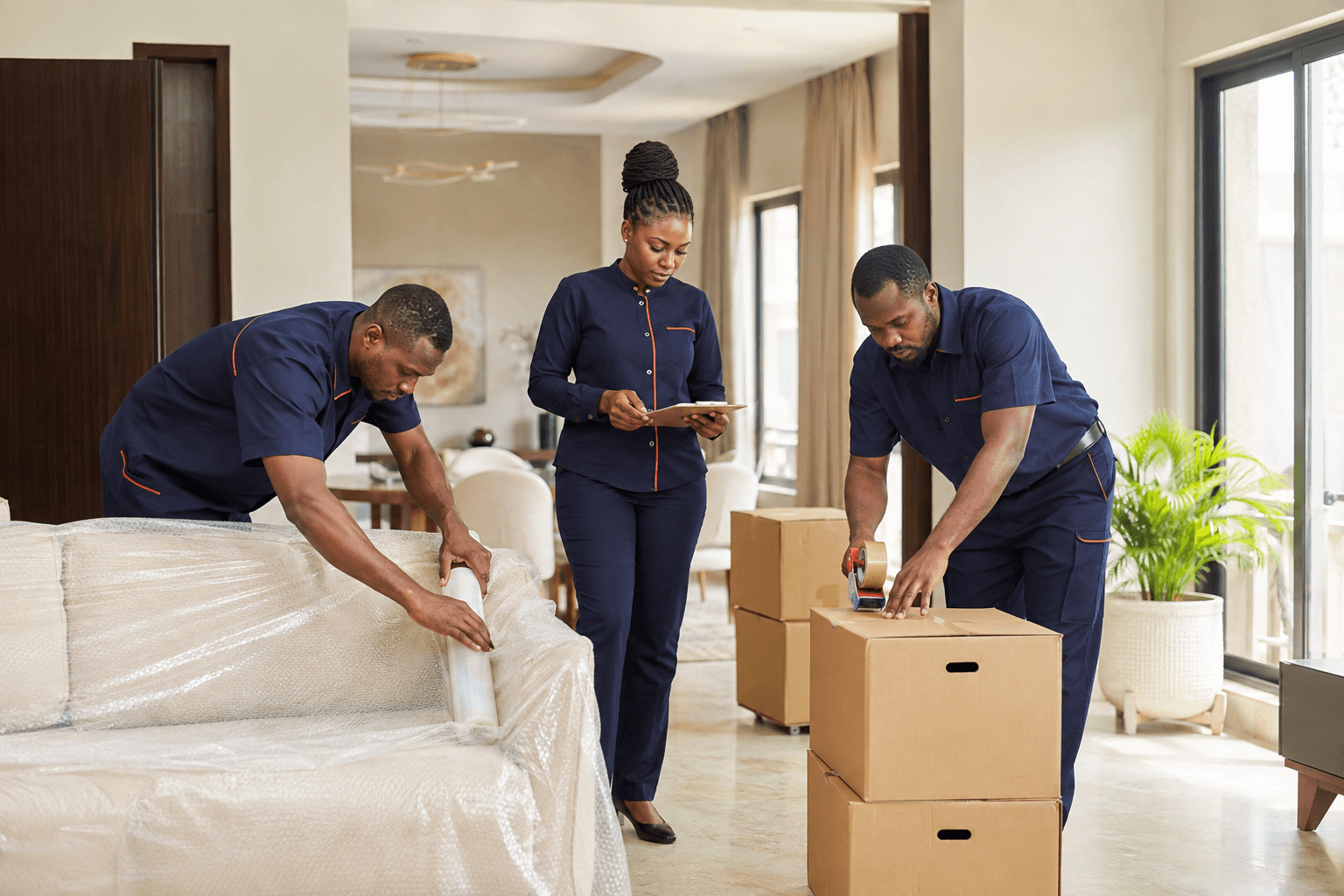 WHILZ moving team carefully packing a family home